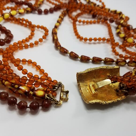 Vintage Selini Lucite Multi-strand Necklace, Decorative Clasp, 1960s Jewelry - Picture 8 of 10